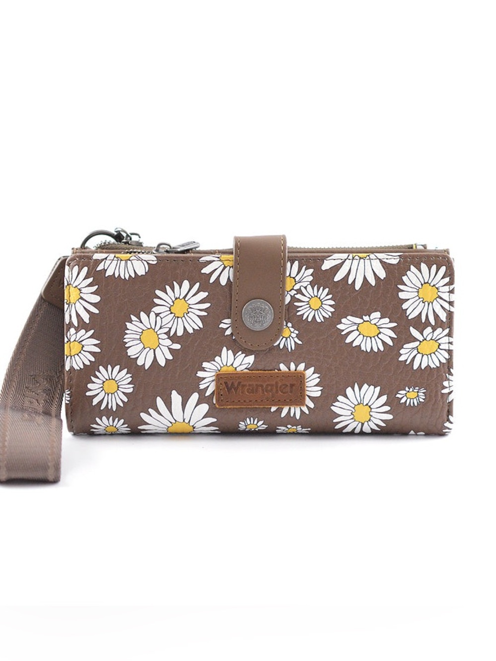 Wrangler Daisy Print Wallet Wristlet NWT Coffee